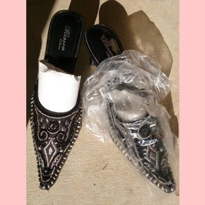 ShoesSZ5.5 satin leather beading sequin kitten hee